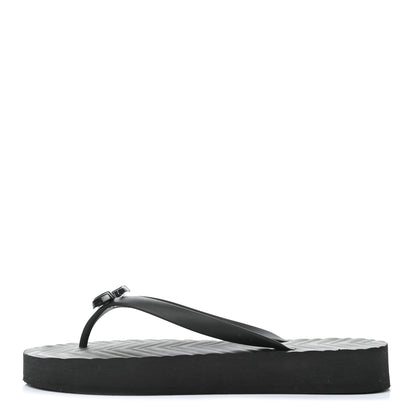 Gucci Rubber Chevron Womens GG Thong Sandals 41 Black 1 of 7