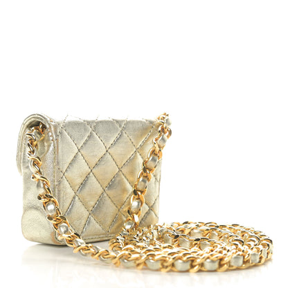 Chanel Metallic Lambskin Quilted Micro Mini Flap Gold 2 of 6