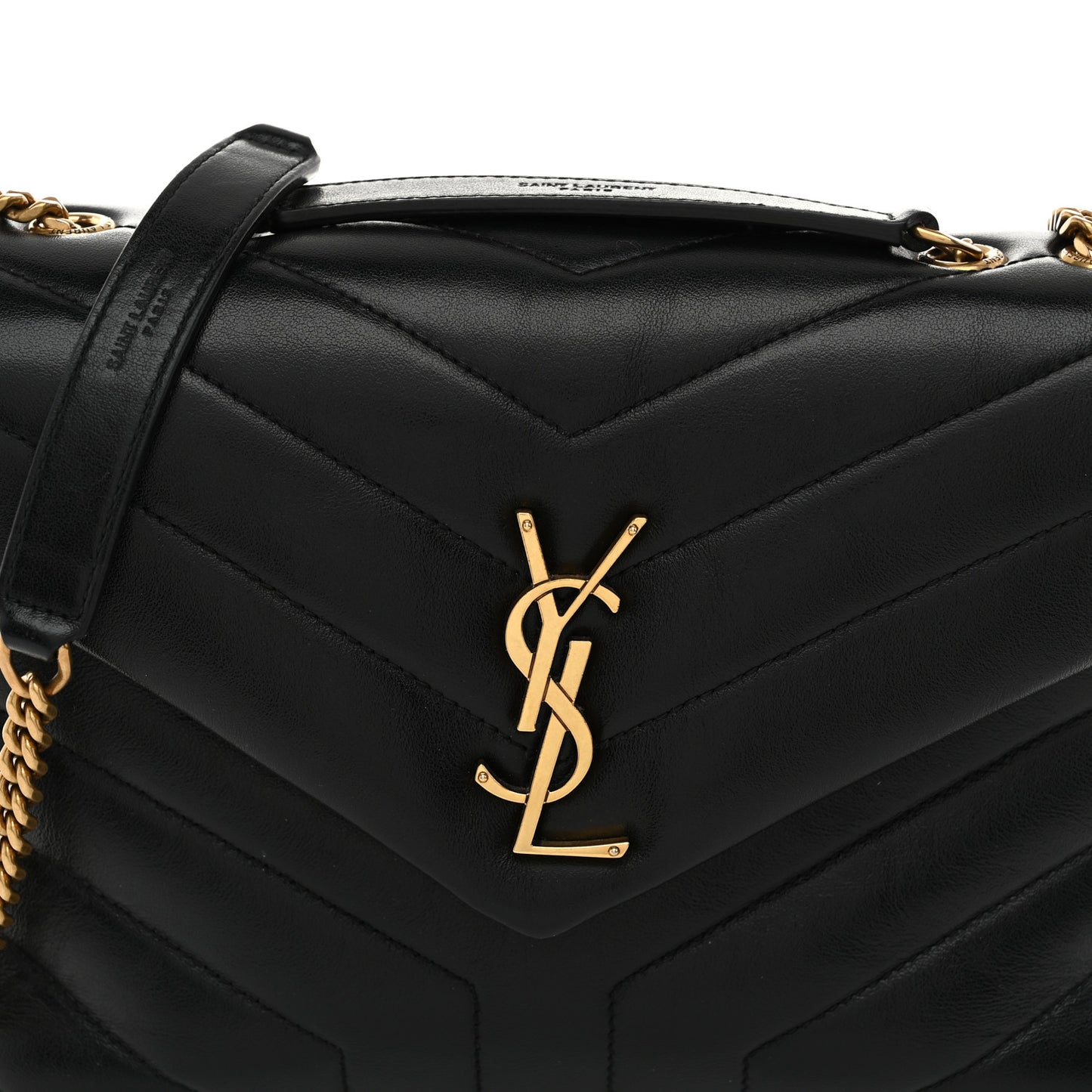 Calfskin Y Quilted Monogram Small Loulou Chain Satchel Black