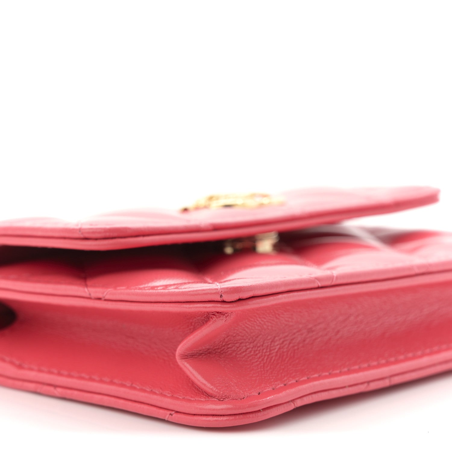 Chanel Shiny Lambskin Quilted Card Holder On Chain Pink 9 of 11