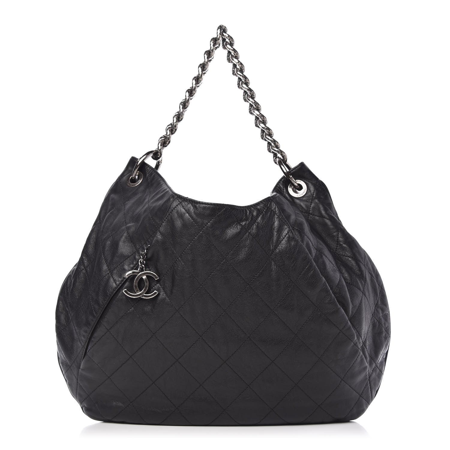 Chanel Calfskin Coco Pleats Hobo Black 1 of 10