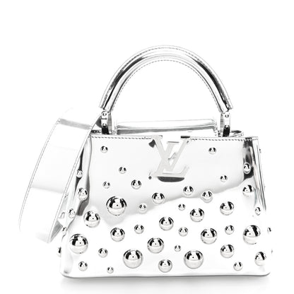 Louis Vuitton LV X YK Metallic Taurillon Brass Metal Dots Capucines BB Silver 1 of 9