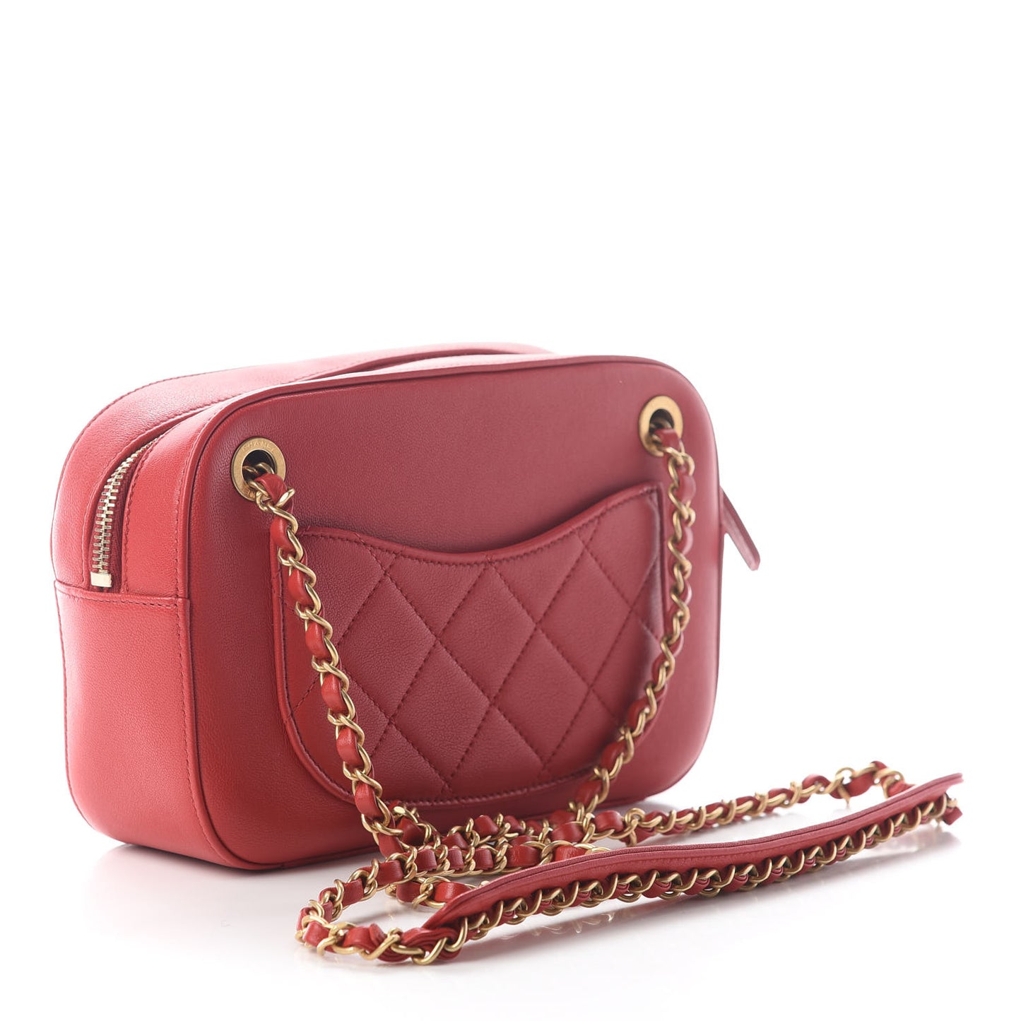 Goatskin Quilted Chanel 19 Camera Case Pink