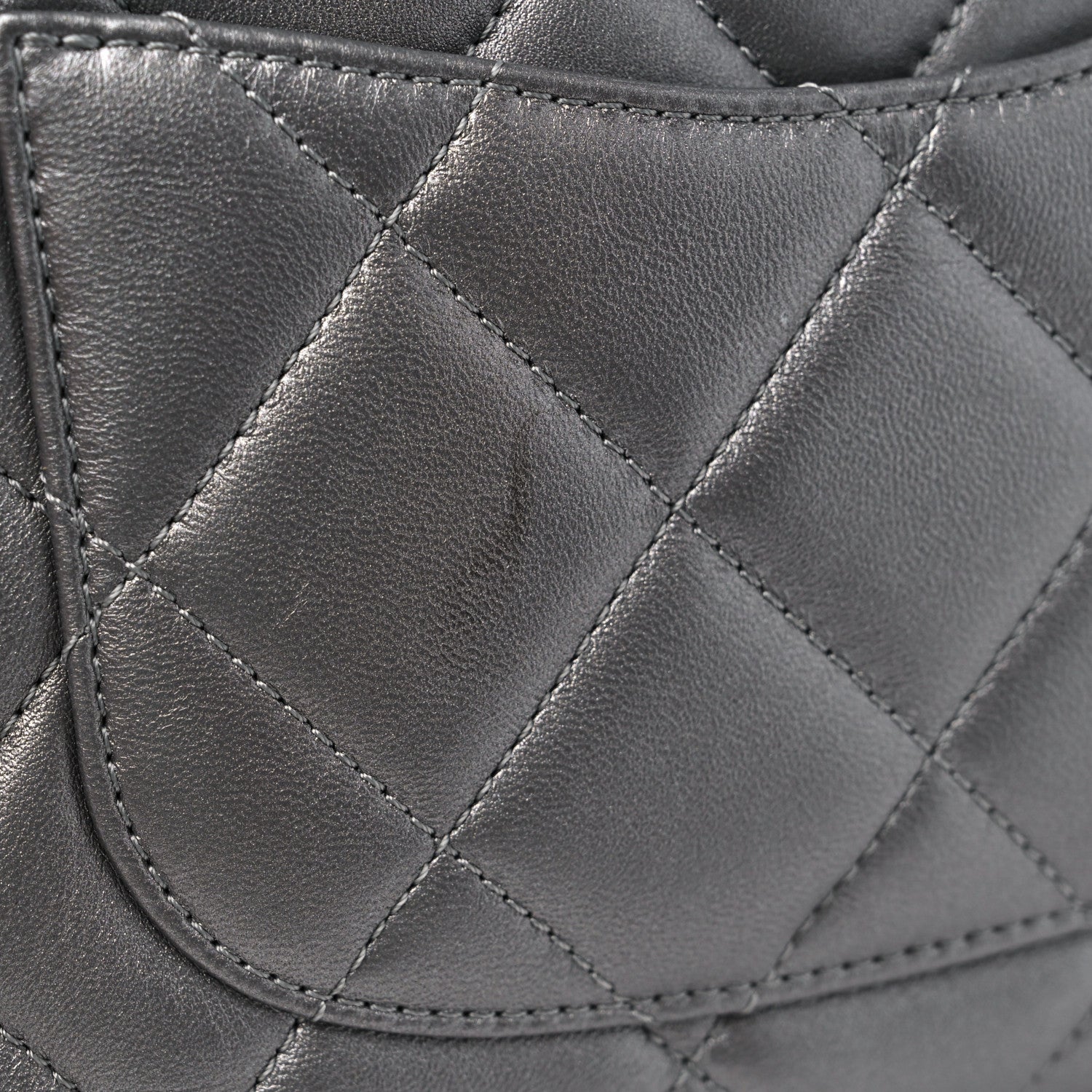 Chanel Metallic Lambskin Quilted Small Side Note Flap Grey 10 of 11