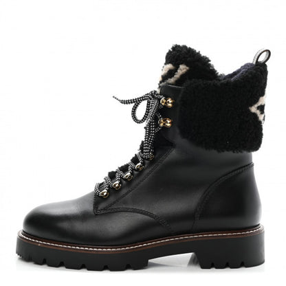 Louis Vuitton Calfskin Shearling Territory Ranger Combat Boots 40 Black 1 of 9