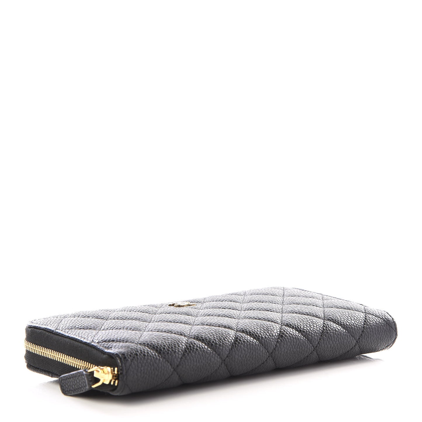 Caviar Quilted Large Gusset Zip Around Wallet Black
