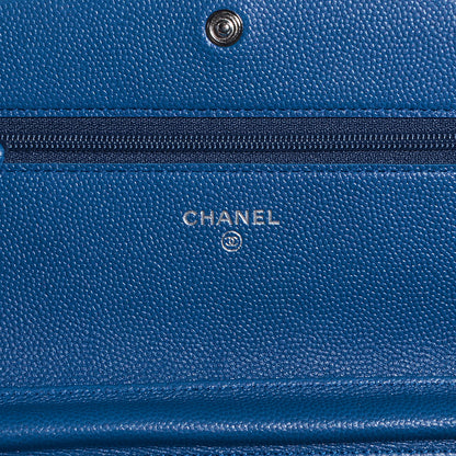 Chanel Caviar Sevruga Wallet on Chain WOC Blue 7 of 9