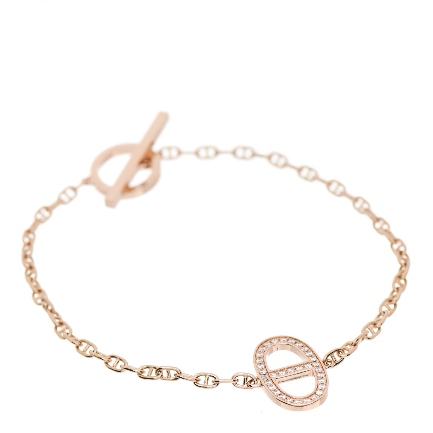 18K Rose Gold Diamond Chaine D'Ancre Contour Bracelet ST