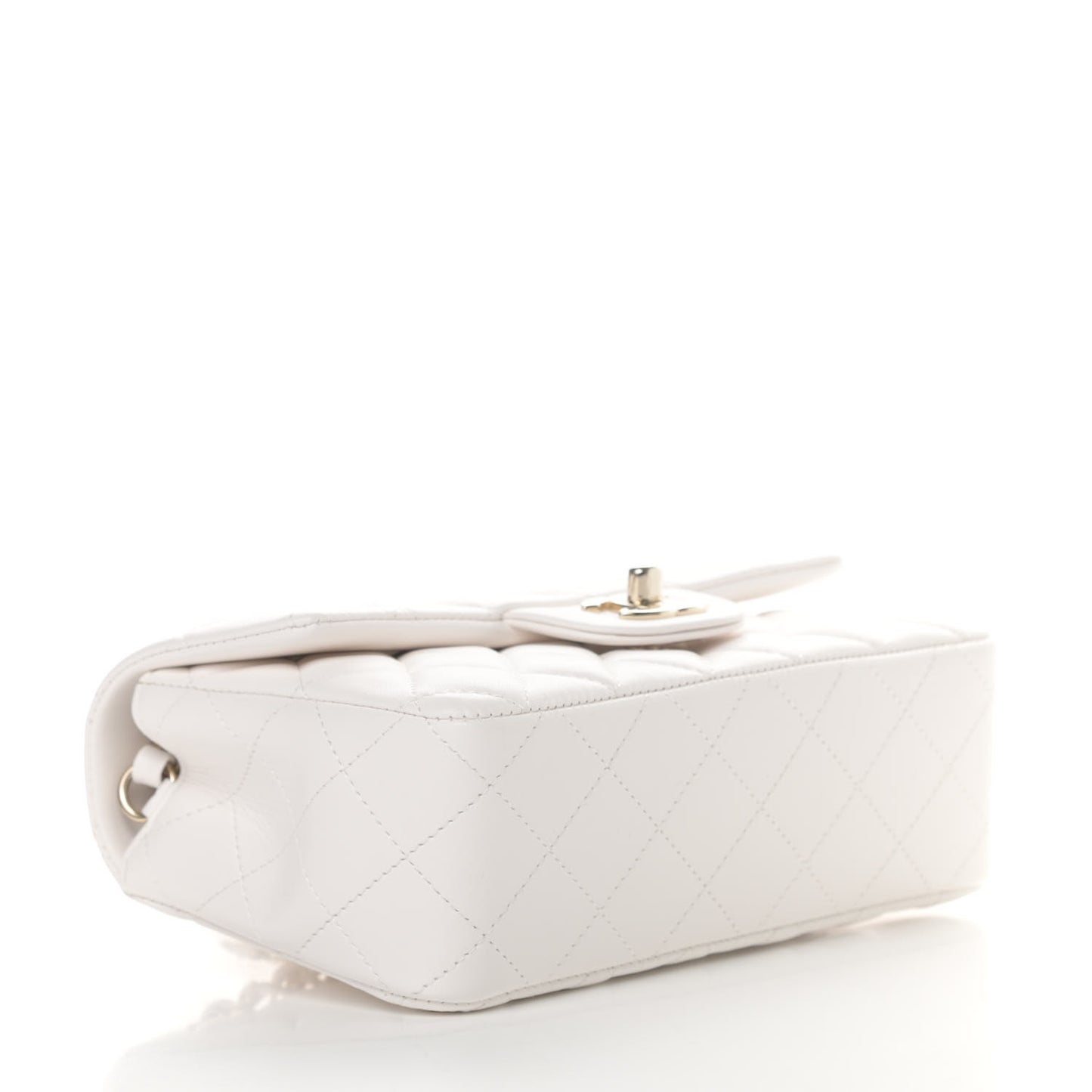 Lambskin Quilted Mini Rectangular Flap White