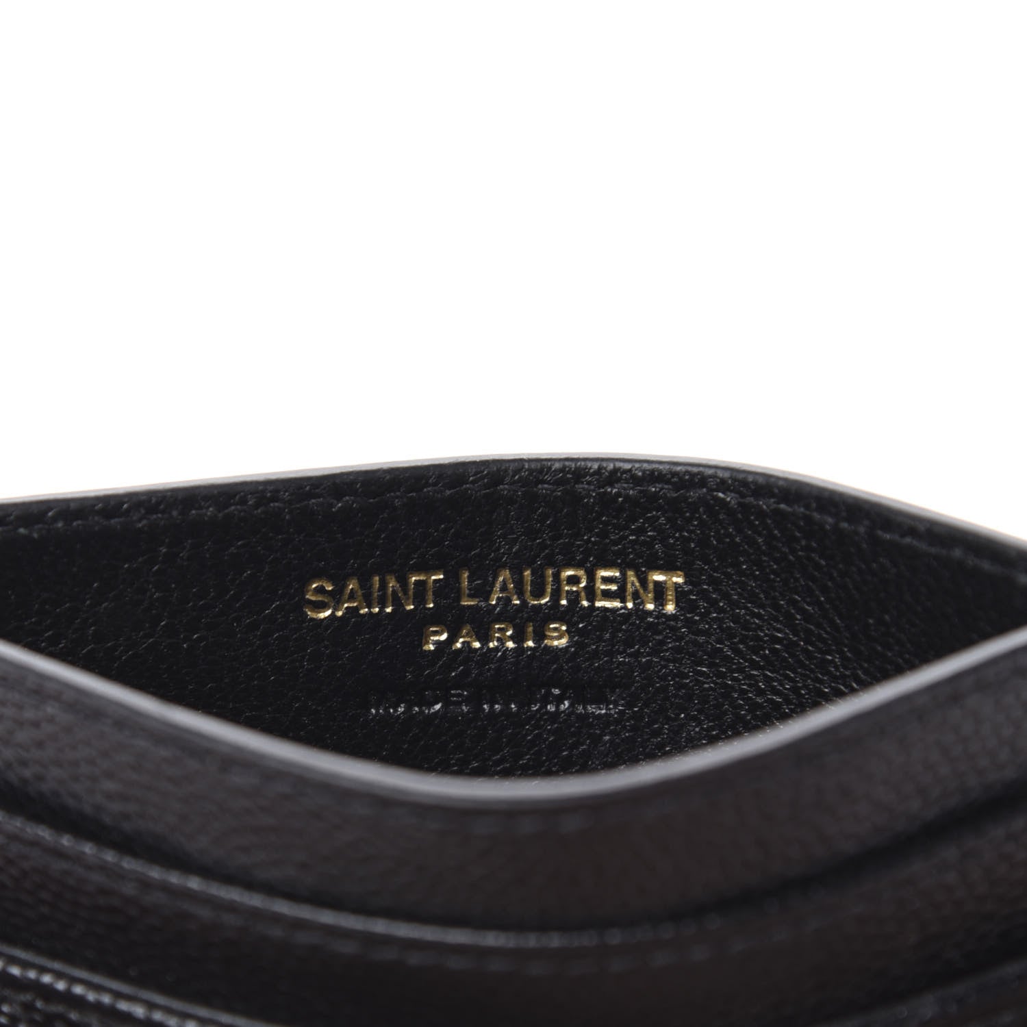 Saint Laurent Grain De Poudre Matelasse Chevron Monogram Credit Card Case Black 5 of 7