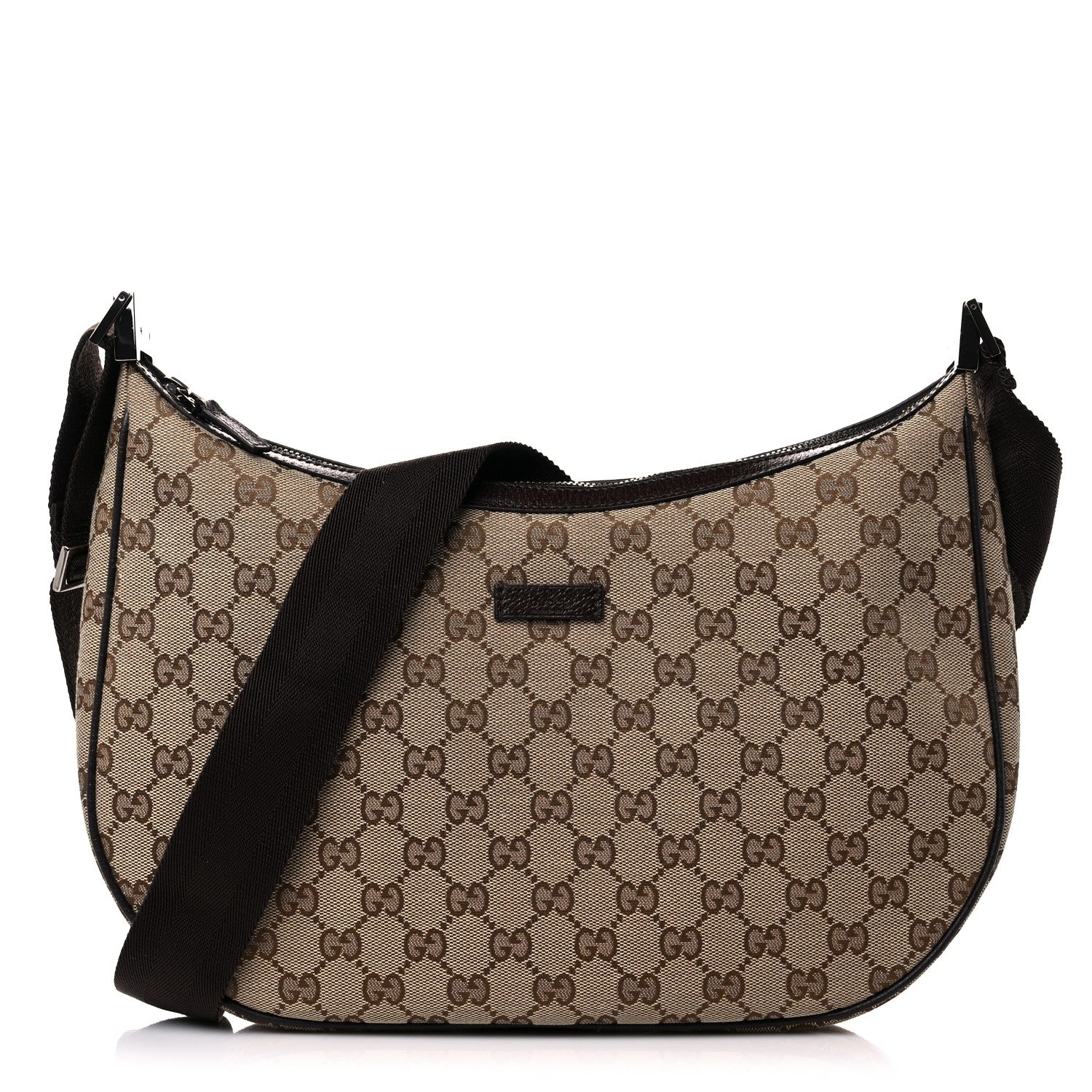 Gucci Monogram Medium Half Moon Hobo Dark Brown 1 of 13