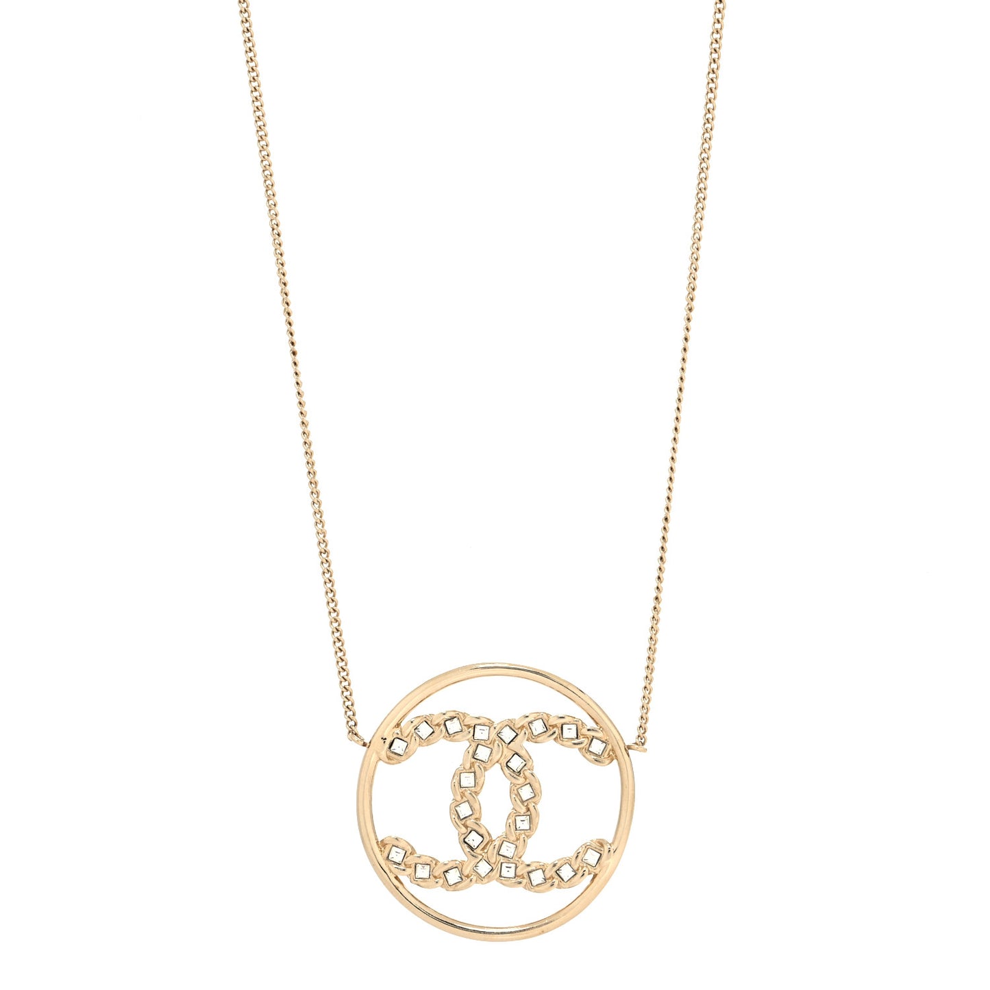 Baguette Crystal High Society CC Pendant Necklace Gold