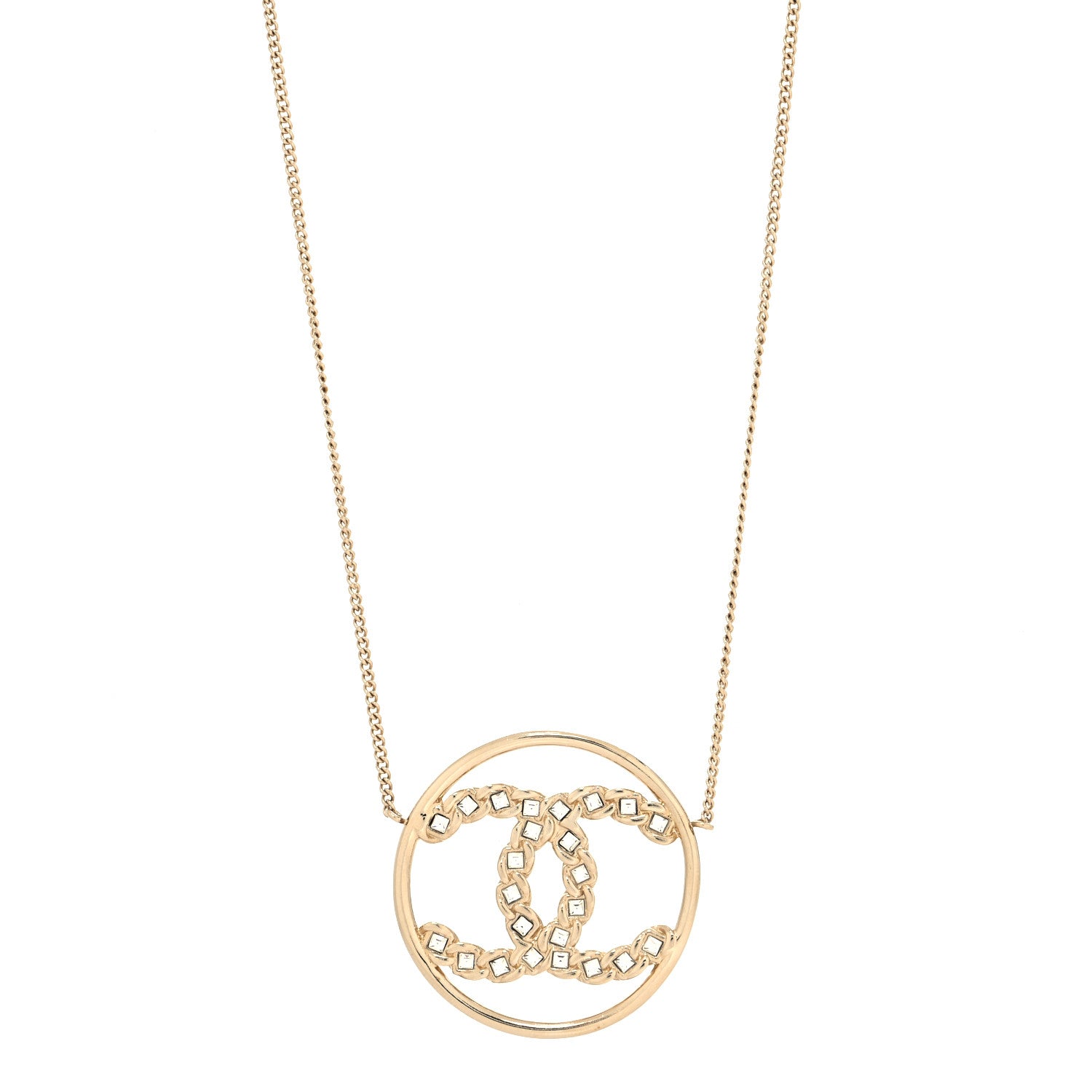 Chanel Baguette Crystal High Society CC Pendant Necklace Gold 1 of 5