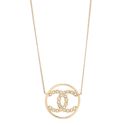 Chanel Baguette Crystal High Society CC Pendant Necklace Gold 1 of 5