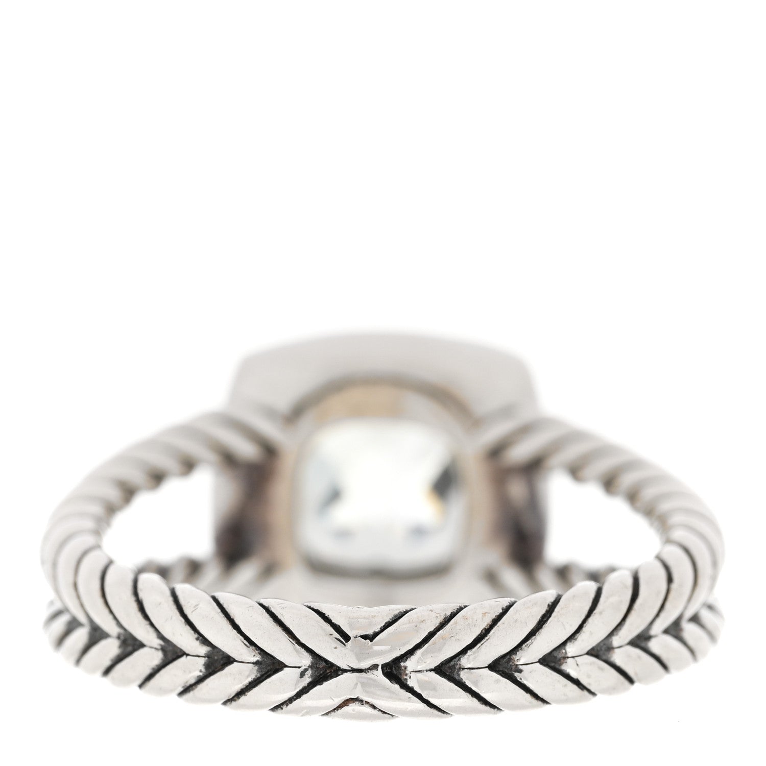 David Yurman Sterling Silver Diamond Prasiolite 7mm Petite Albion Ring 56 7.5 3 of 5