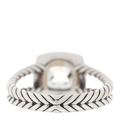 David Yurman Sterling Silver Diamond Prasiolite 7mm Petite Albion Ring 56 7.5 3 of 5