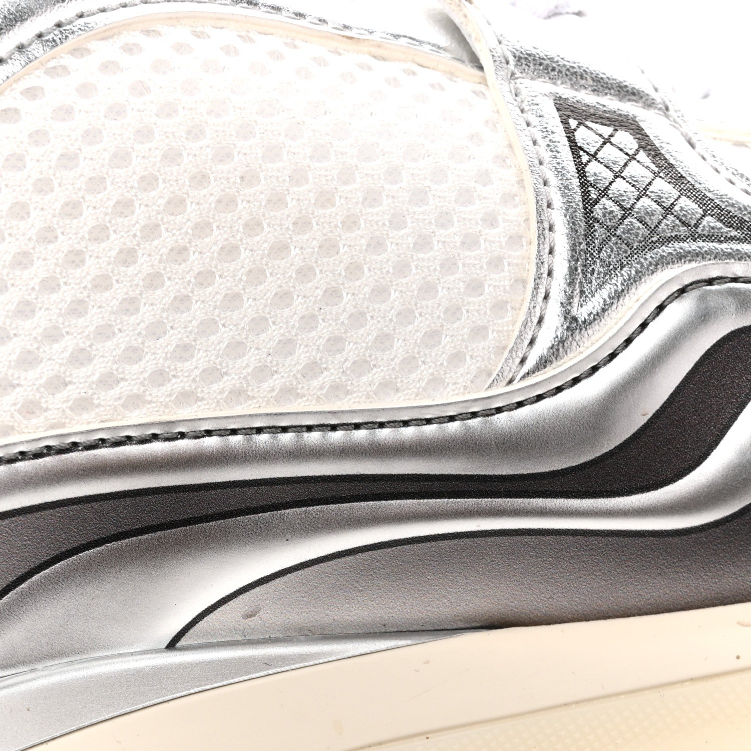 Chanel Fabric Laminated Calfskin Stretch CC Sneakers 41 White Silver 10 of 11