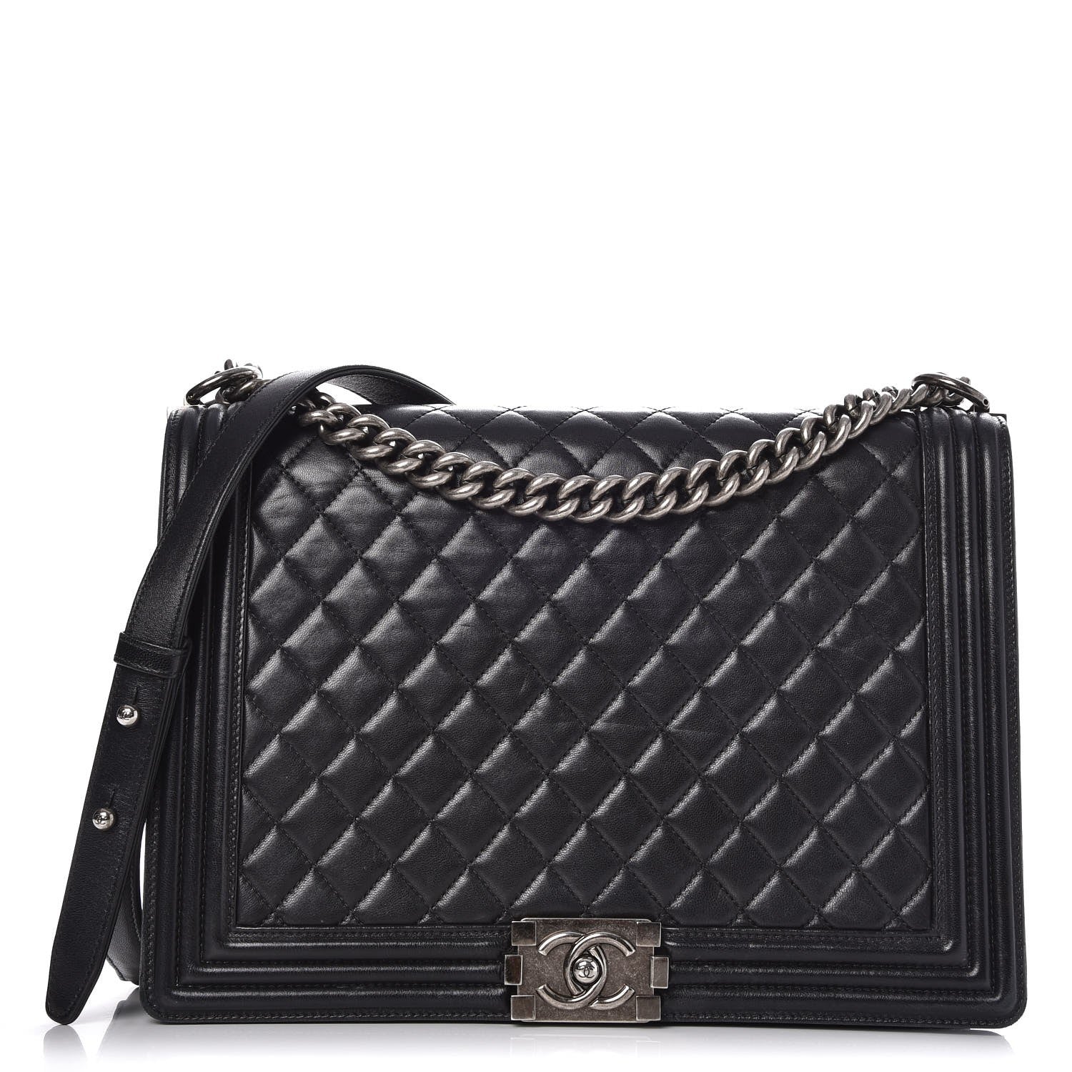 Chanel Lambskin Quilted Large Boy Flap Black 1 of 8