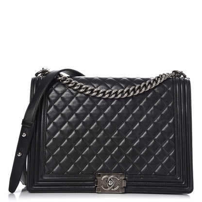 Chanel Lambskin Quilted Large Boy Flap Black 1 of 8