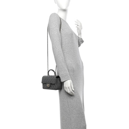 Chanel Lambskin Quilted Mini Top Handle Rectangular Flap Grey 2 of 11