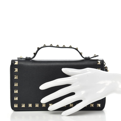 Valentino Garavani Vitello Rockstud Top Handle Travel Wallet Black 2 of 9