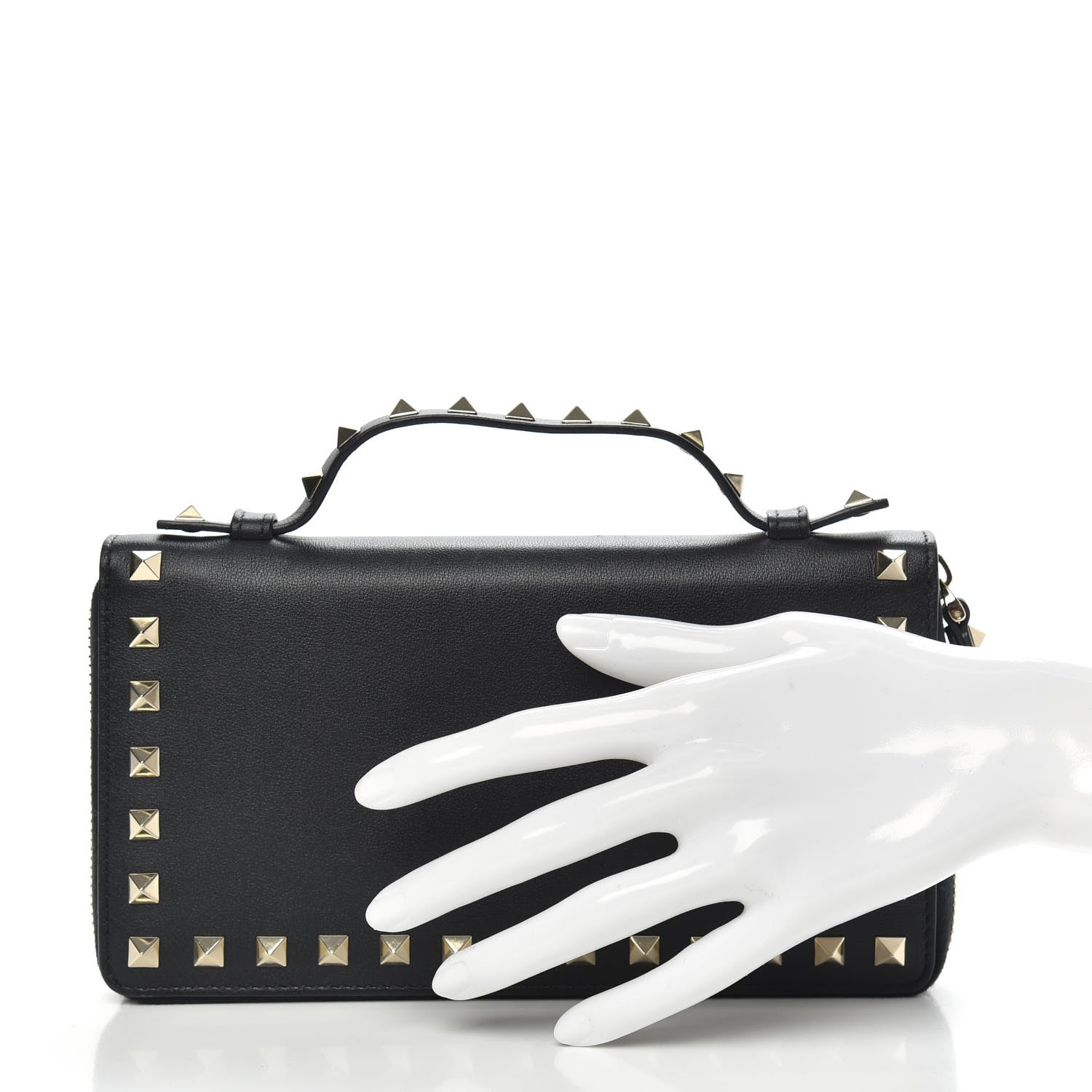 Valentino Garavani Vitello Rockstud Top Handle Travel Wallet Black 2 of 9