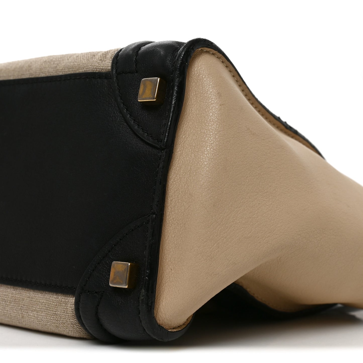 Canvas Smooth Calfskin Micro Tri-Color Luggage Natural Black Tan