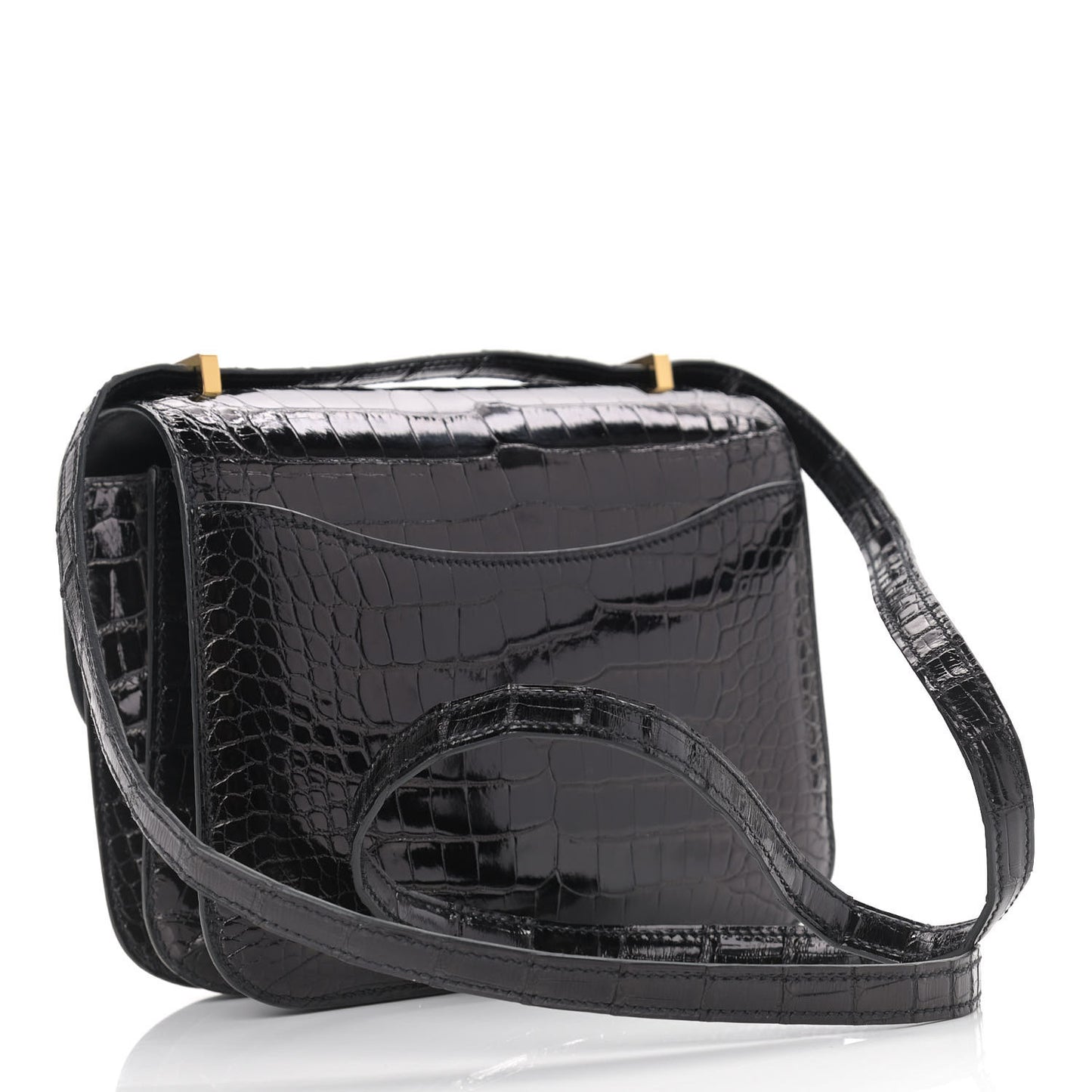 Shiny Alligator Constance 18 Black