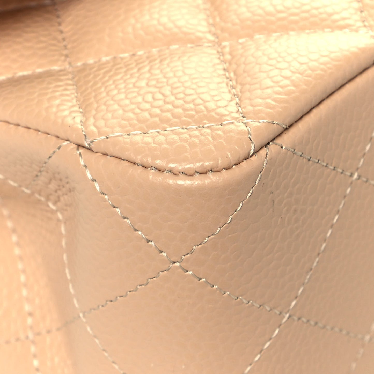 Caviar Quilted Medium Double Flap Beige