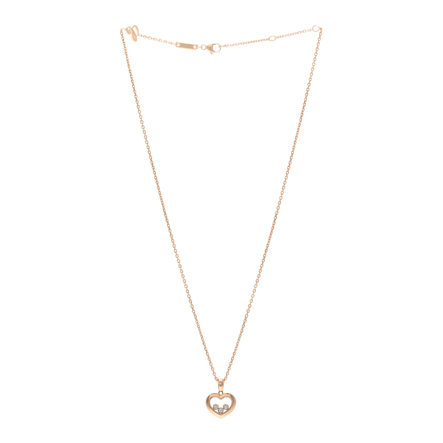 18K Rose Gold Diamond Happy Diamonds Icons Heart Pendant Necklace