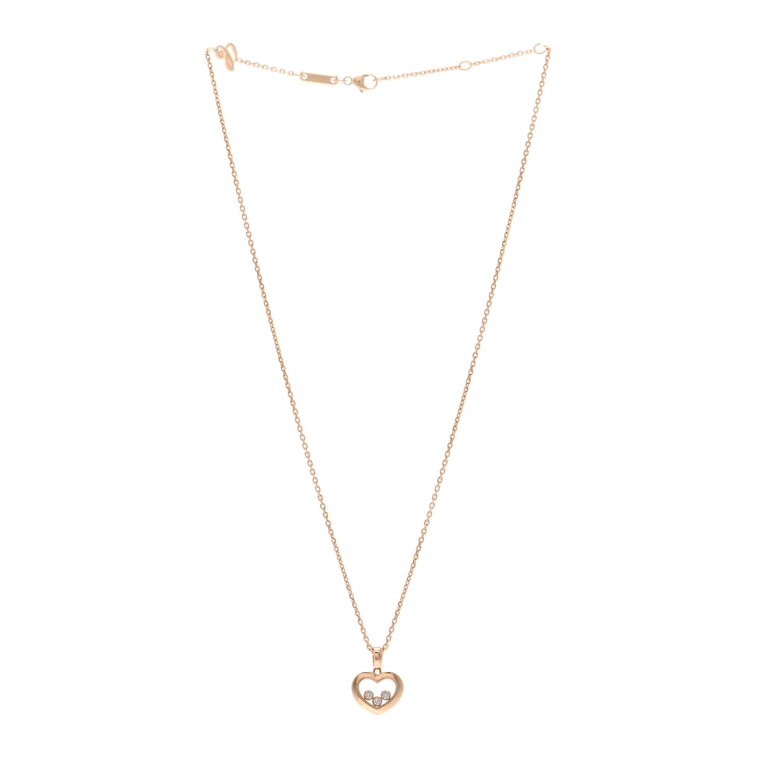 Chopard 18K Rose Gold Diamond Happy Diamonds Icons Heart Pendant Necklace 3 of 5