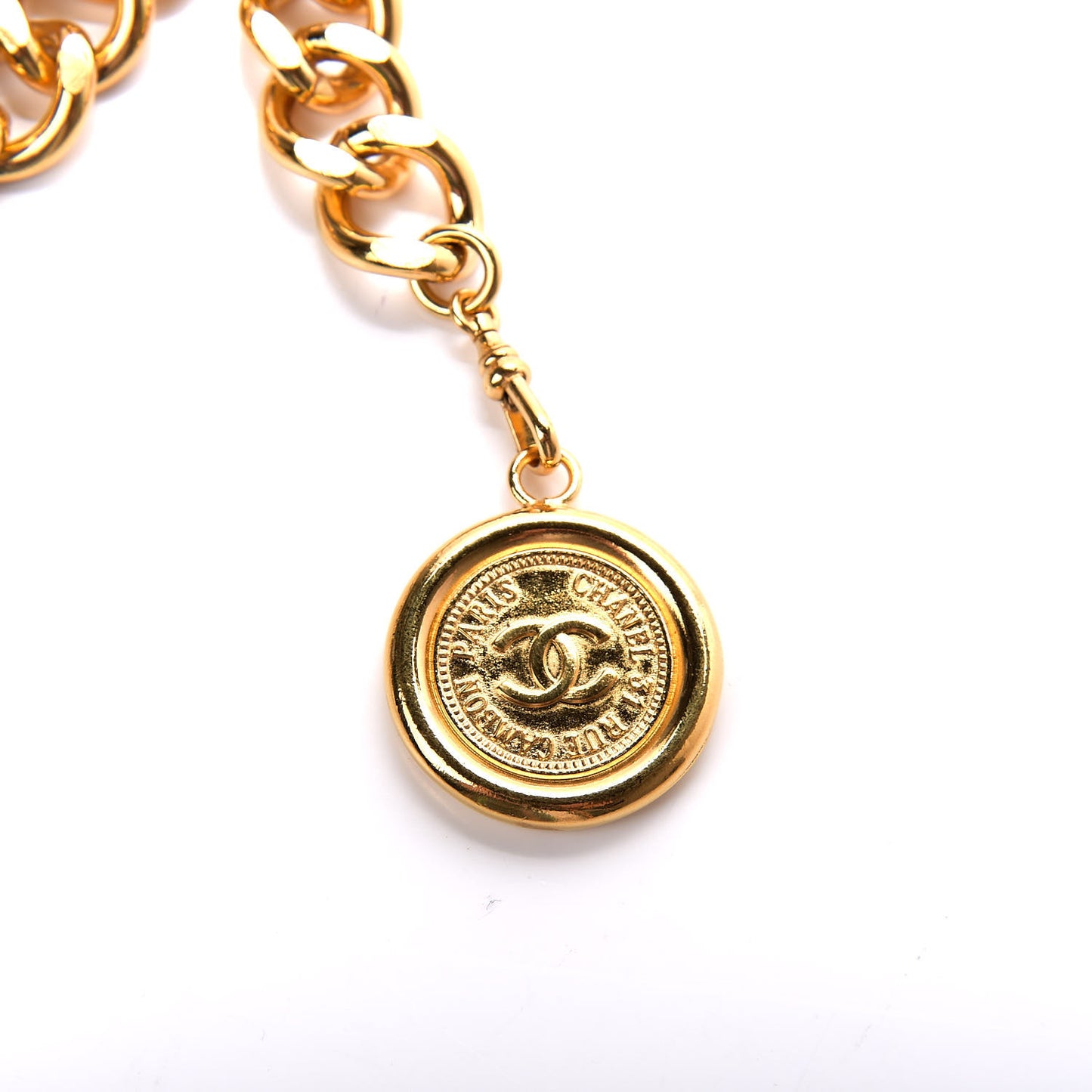 Metal Chain CC Medallion Belt Gold