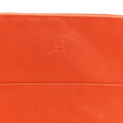 Hermes Cotton Canvas Bolide Travel Cosmetic Pouch MM Feu 7 of 9