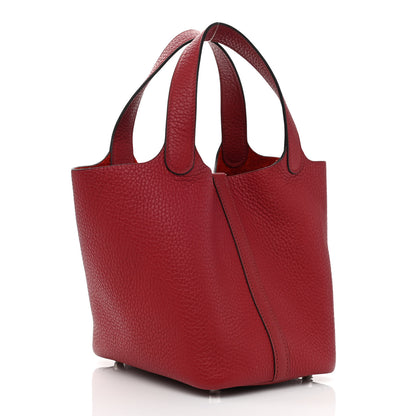 Hermes Taurillon Clemence Picotin Lock 18 PM Rouge Grenat 2 of 11