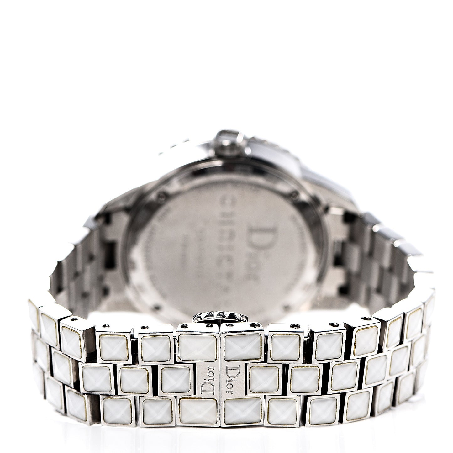 Stainless Steel Diamond Bezel Sapphire 33mm Christal Quartz Watch White