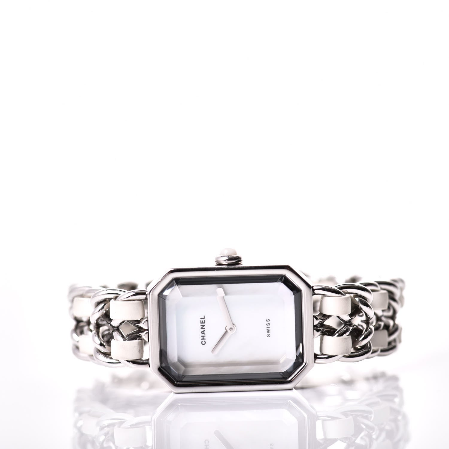 Chanel Stainless Steel Lambskin Mother of Pearl 20mm Chain Premiere Quartz Watch White M 2 of 7