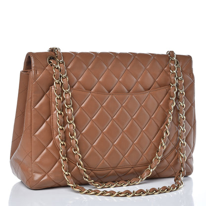 Chanel Lambskin Quilted Maxi Single Flap Dark Beige 3 of 17