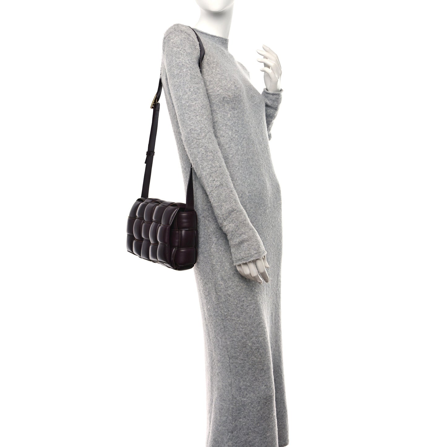 Nappa Maxi Intreccio Padded Cassette Crossbody Bag Grape
