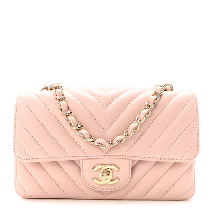 Chanel Calfskin Chevron Quilted Mini Rectangular Flap Light Pink 1 of 10