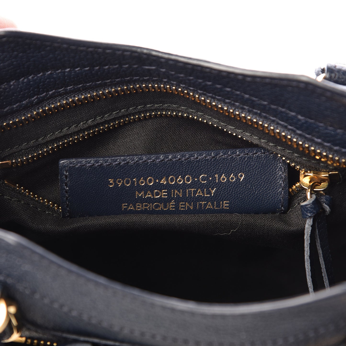 Chevre Gold Metallic Edge Hardware Mini City Bleu Nuit Dark Sea