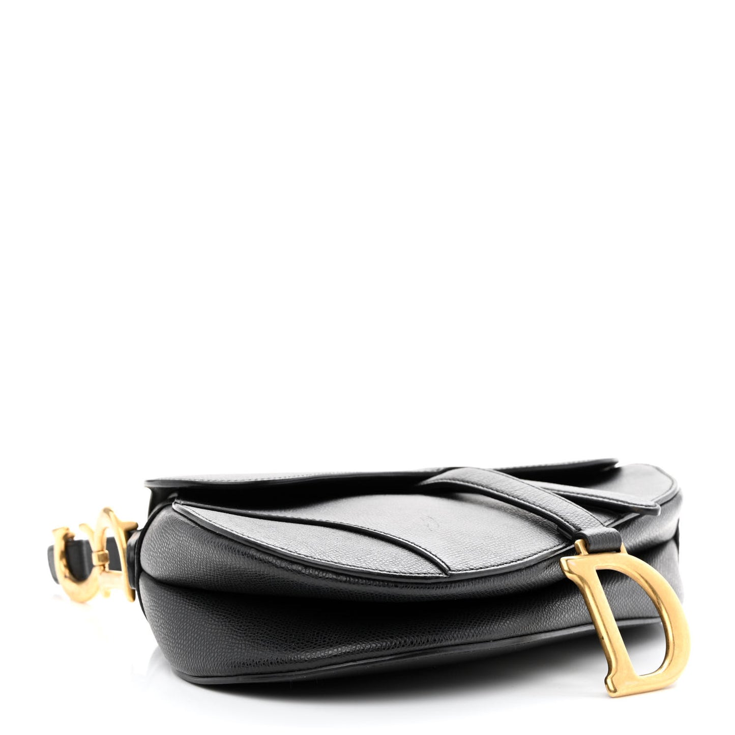 Grained Calfskin Saddle Bag Black