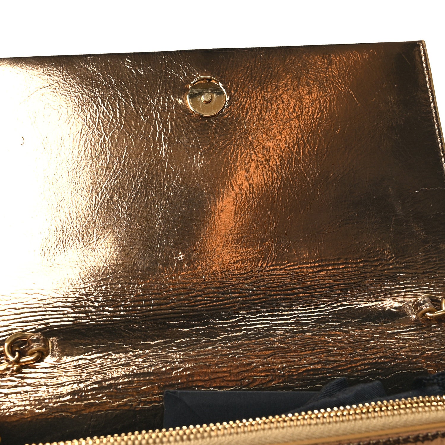 Saint Laurent Metallic Crackled Calfskin Kate Monogram Tassel Chain Wallet Gold 11 of 11
