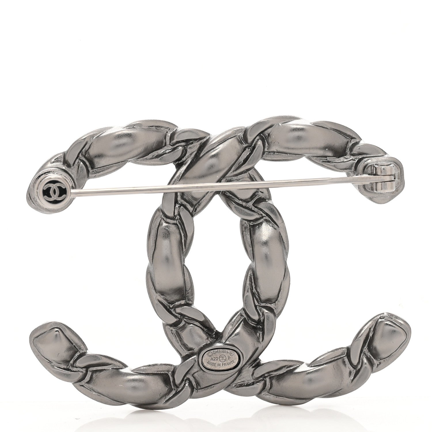 Chanel Lambskin Chain CC Brooch Ruthenium White 3 of 5