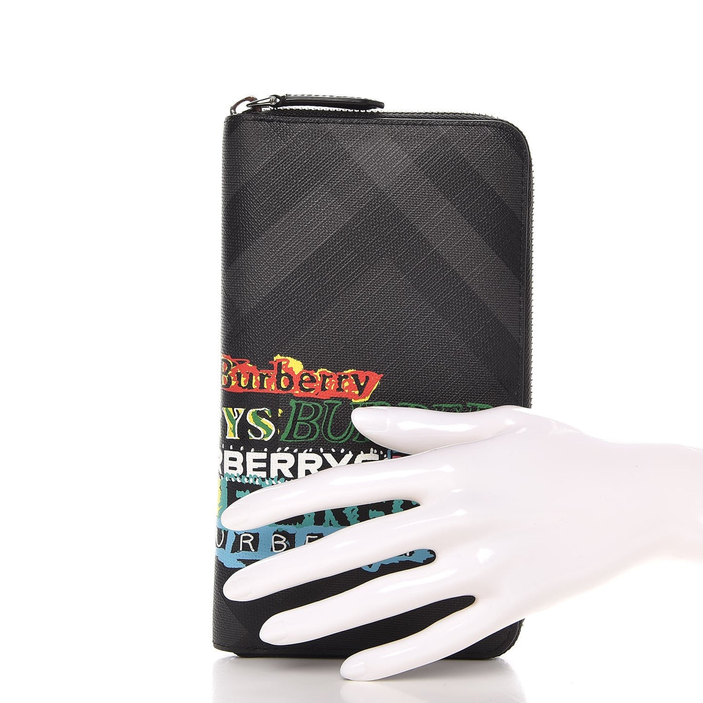 Coated Canvas Graffiti Print Zippy Wallet Black
