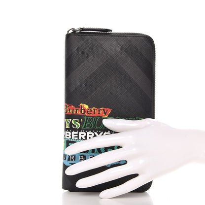 Burberry Coated Canvas Graffiti Print Zippy Wallet Black 2 of 9