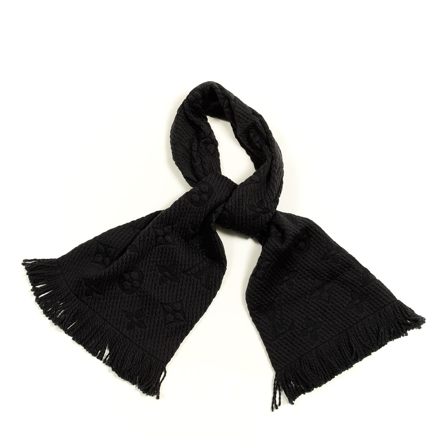 Louis Vuitton Wool Silk Logomania Scarf Black 1 of 3