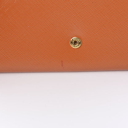 Prada Saffiano Metal Wristlet Wallet Orange 9 of 12