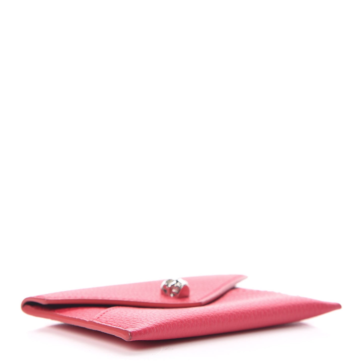 Calfskin Skull Envelope Card Holder Pink