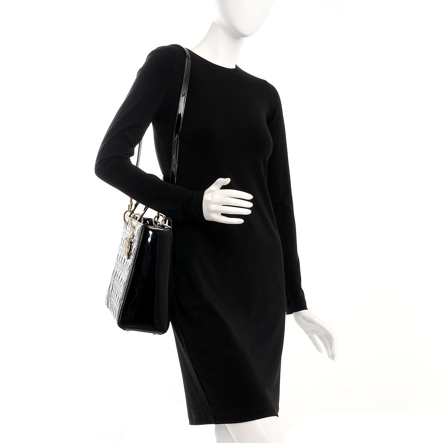 Christian Dior Patent Cannage Large Lady Dior Black 2 of 8