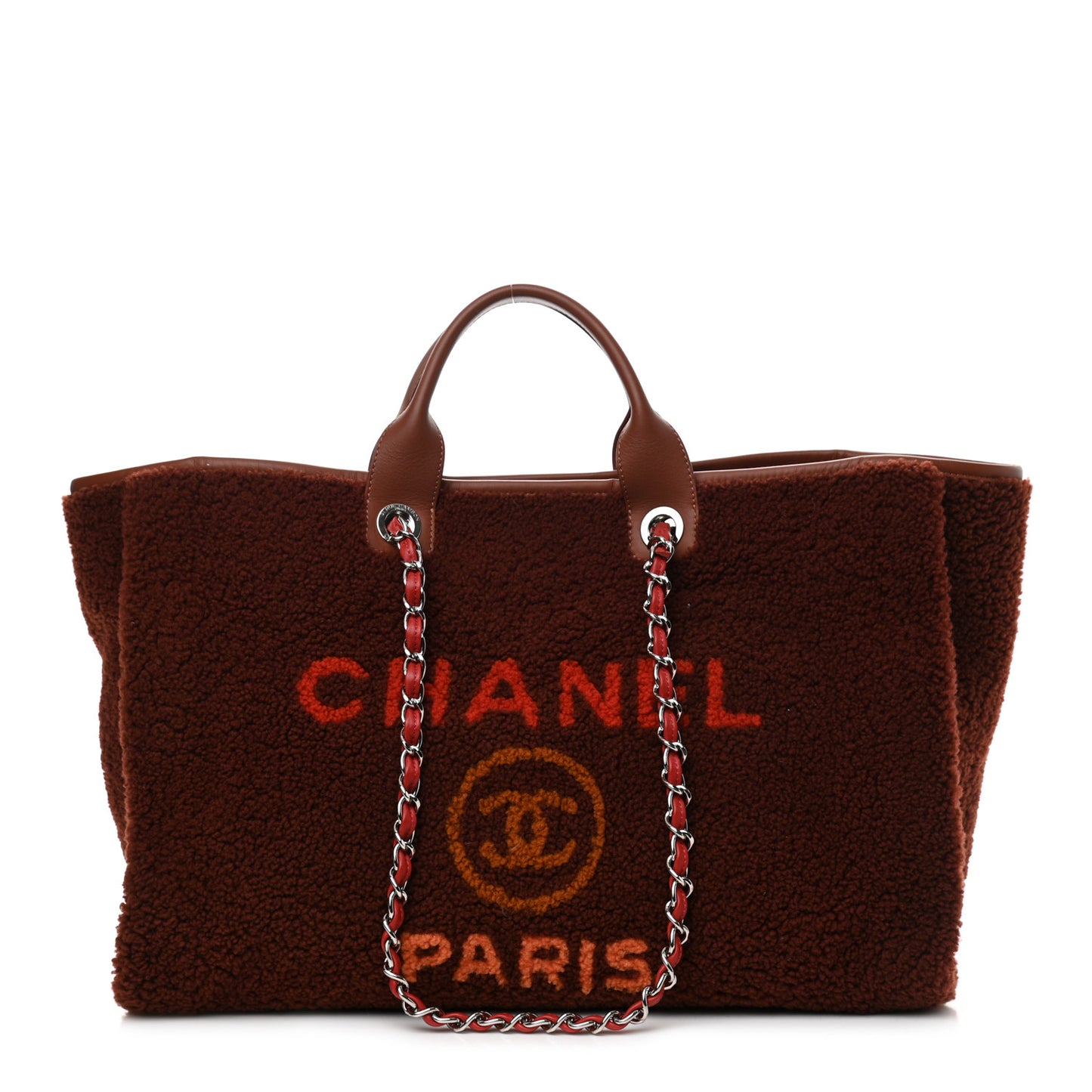 Shearling Large Deauville Tote Burgundy